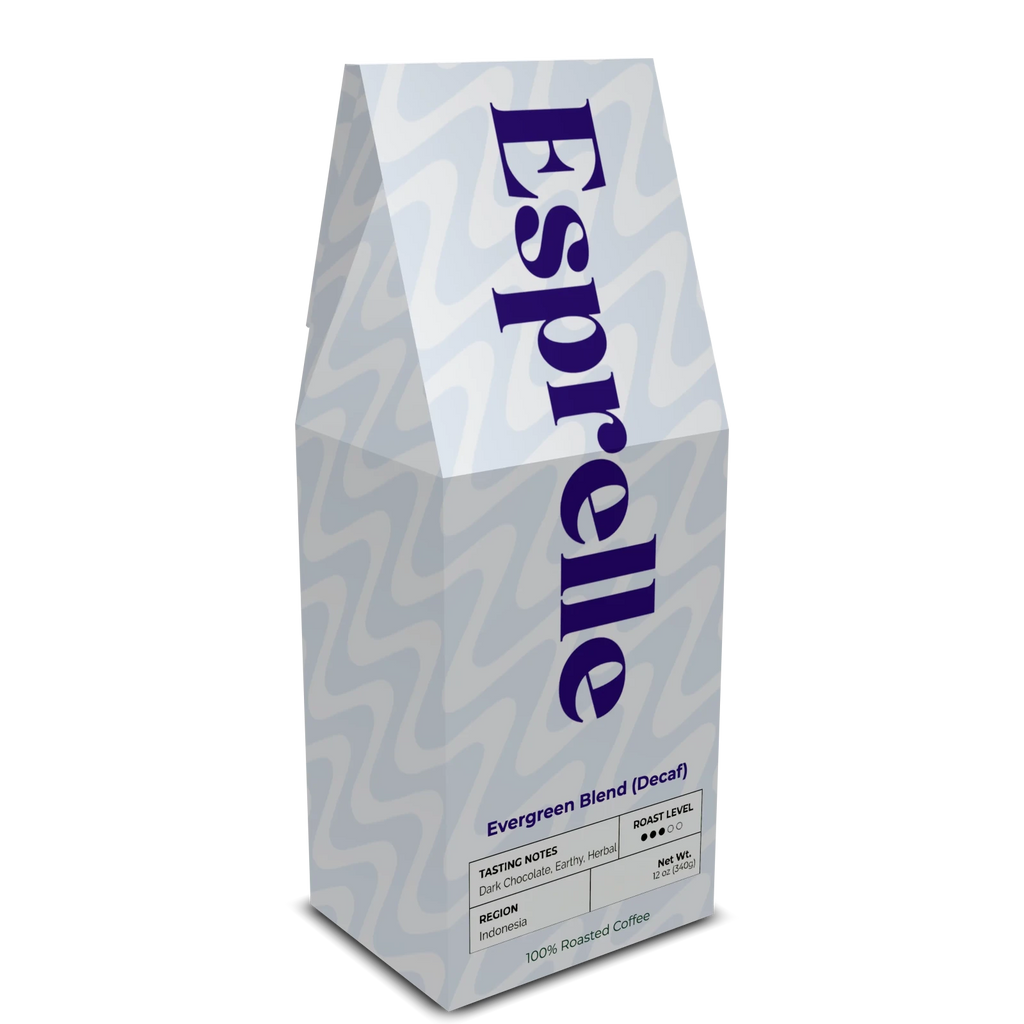 Esprelle Evergreen blend coffee packaging on a white background