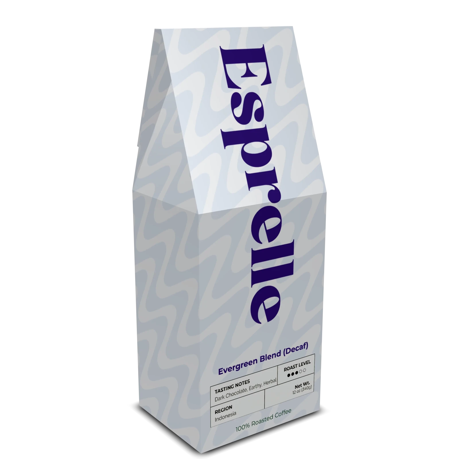 Esprelle Evergreen blend coffee packaging on a white background