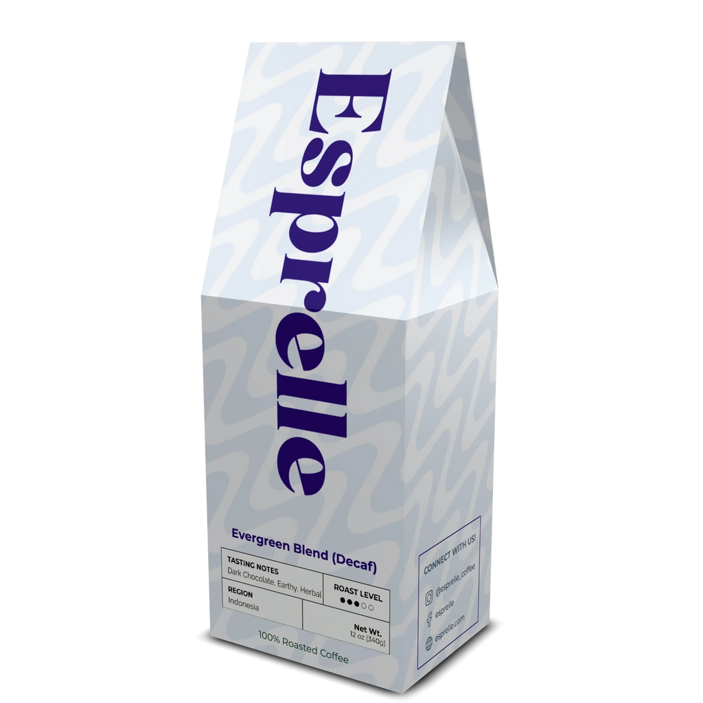 Esprelle Evergreen blend coffee packaging on a white background